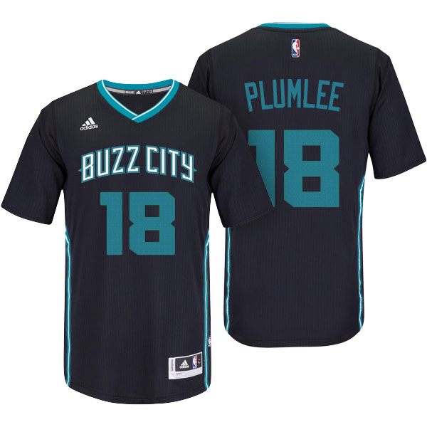 Men's  Miles Plumlee Charlotte Hornets Adidas Pride Swingman Black Jersey