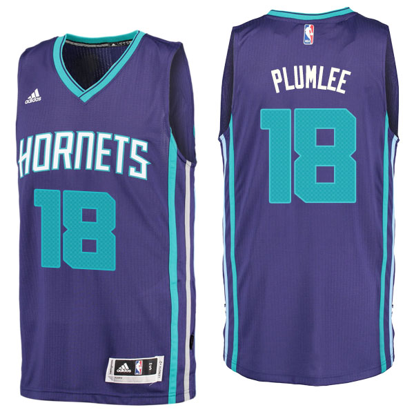 Men's  Miles Plumlee Charlotte Hornets Adidas Swingman Alternate Purple Jersey