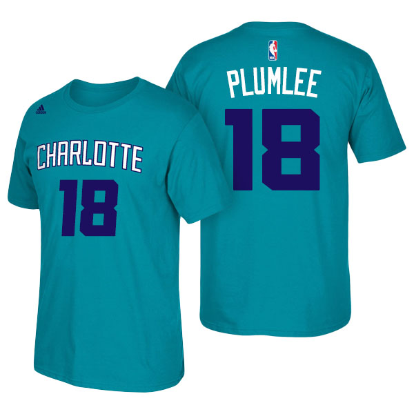 Men's  Miles Plumlee Charlotte Hornets Adidas Net Number Teal T-shirt