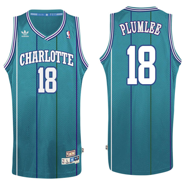 Men's  Miles Plumlee Charlotte Hornets Hardwood Classics Swingman Adidas Teal Jersey