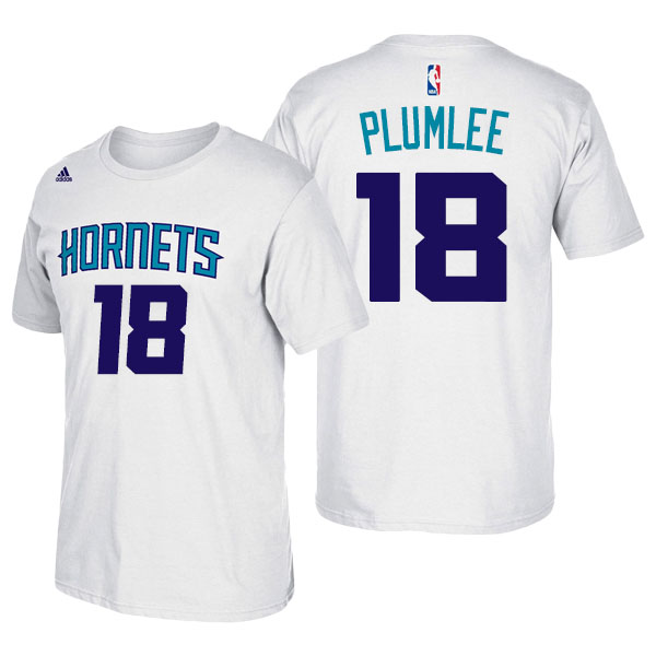 Men's  Miles Plumlee Charlotte Hornets Adidas Net Number White T-shirt