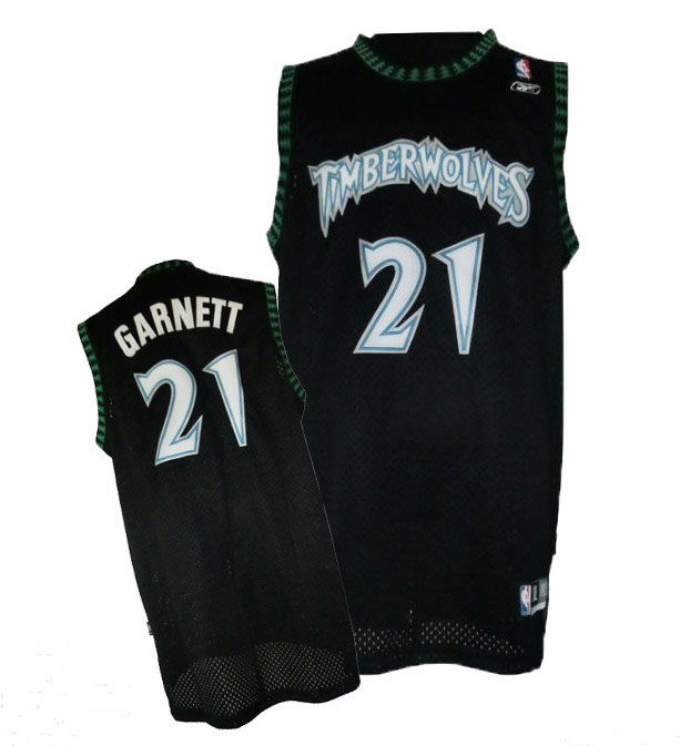 Men's  Minnesota Timberwolves #21 Kevin Garnett Soul Black Jersey