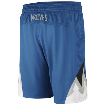 Back of Minnesota Timberwolves Road Blue Swingman Shorts