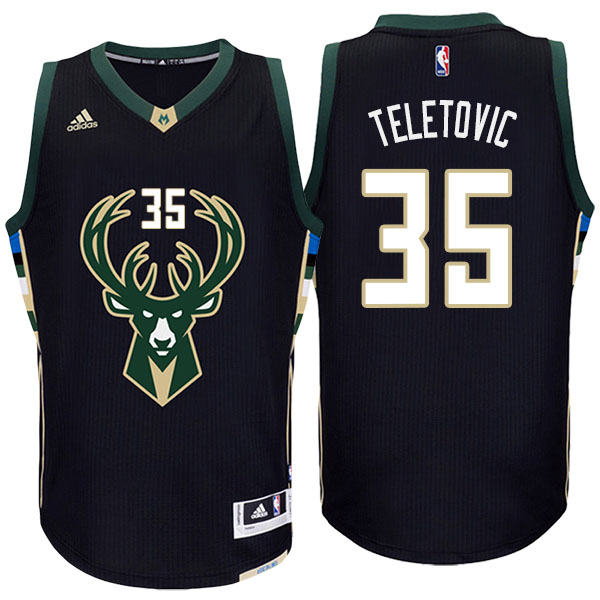 Men's  Mirza Teletovic Milwaukee Bucks Adidas Swingman Climacool Black Jersey