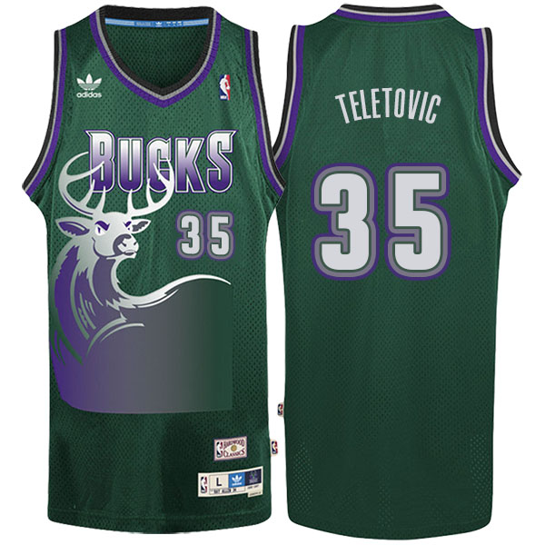 Men's  Mirza Teletovic Milwaukee Bucks Adidas Hardwood Classic Swingman Green Jersey