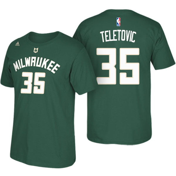 Men's  Mirza Teletovic Milwaukee Bucks Adidas Net Number Green T-shirt