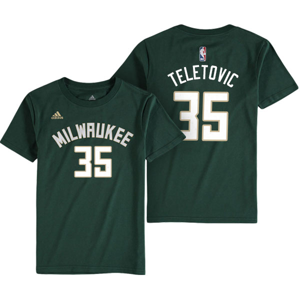 Men's  Mirza Teletovic Milwaukee Bucks Game Time Flat Name Number Green T-shirt