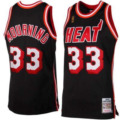 Men's  Miami Heat #33 Alonzo Mourning Throwback Black Jersey