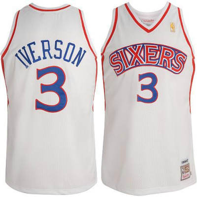 Men's  NBA Philadelphia 76ers #3 Allen Iverson Authentic Jersey