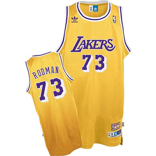 Men's  Dennis Rodman Lakers #73 Throwback Gold Jersey