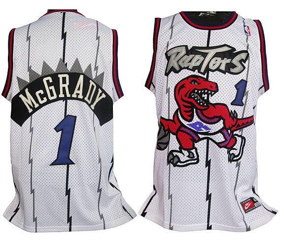 Men's  NBA Toronto Raptors #1 Tracy McGrady White classic Jersey