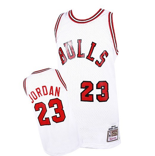 Men's  Bulls Michael Jordan 1984-1985 Authentic White Jersey