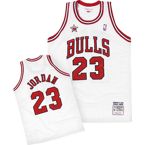 Men's  Bulls Michael Jordan 1998 All Star Authentic White Jersey