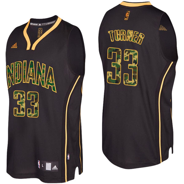 Men's  Myles Turner Indiana Pacers Camo Fashion Swingman Black Jersey