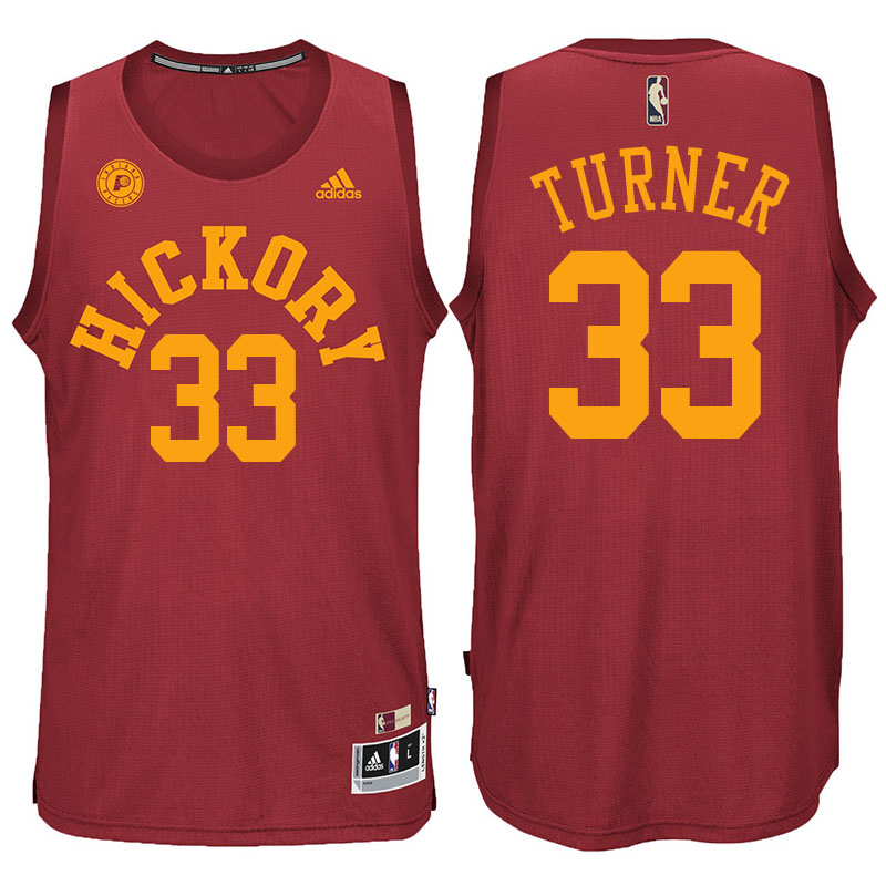 Men's  Indiana Pacers# 33 Myles Turner Hickory Hardwood Classic Red Jersey