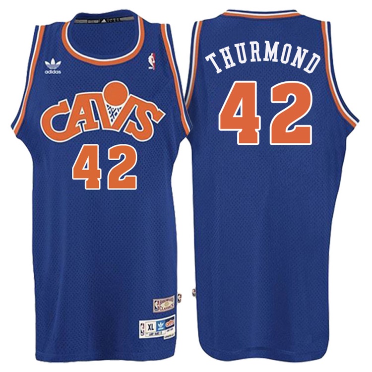 Men's Nate Thurmond Cleveland Cavaliers #42 Retired Player Blue Hardwood Classic Swingman Jersey