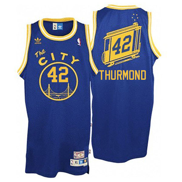 Men's  Golden State Warriors# 42 Nate Thurmond The City Throwback Blue Jersey