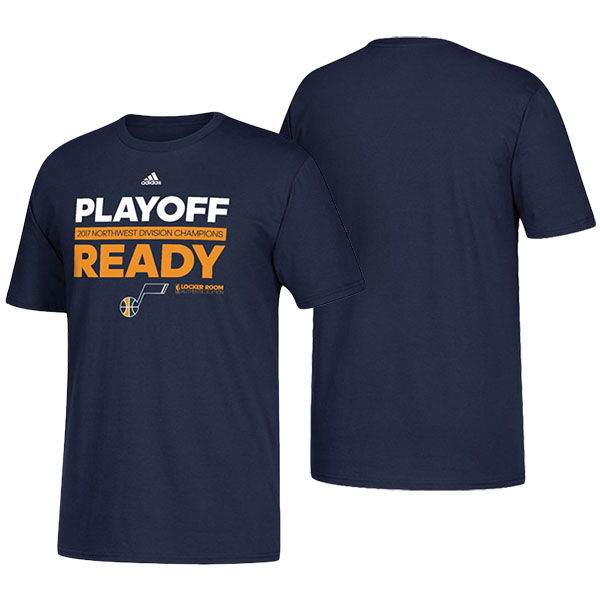 Men's  Utah Jazz Adidas 2017 NBA playoffs Navy T-shirt