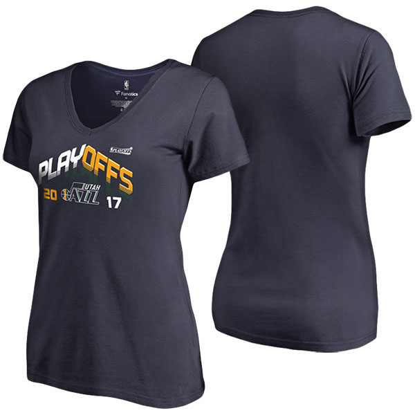 Women's Memphis Grizzlies Fanatics Branded 2017 NBA Playoffs Participant Triangle Slim Fit V-Neck Navy T-shirt