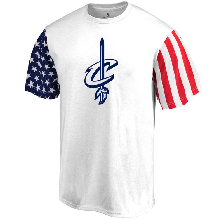 Men's 2017 Independence Day Cleveland Cavaliers USA Flag White Stars & Stripes T-Shirt