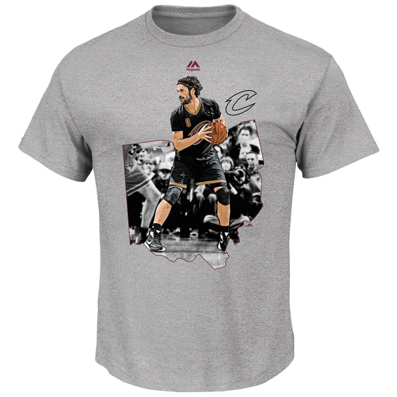 Men's NBA 2017 Playoff Cleveland Cavaliers #0 Kevin Love Bigger Prize Gray T-Shirt