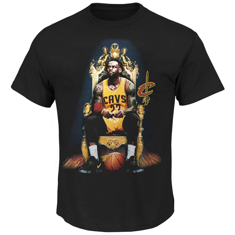 Men's NBA 2017 Playoff Cleveland Cavaliers #23 Lebron James King Throne Black T-Shirt