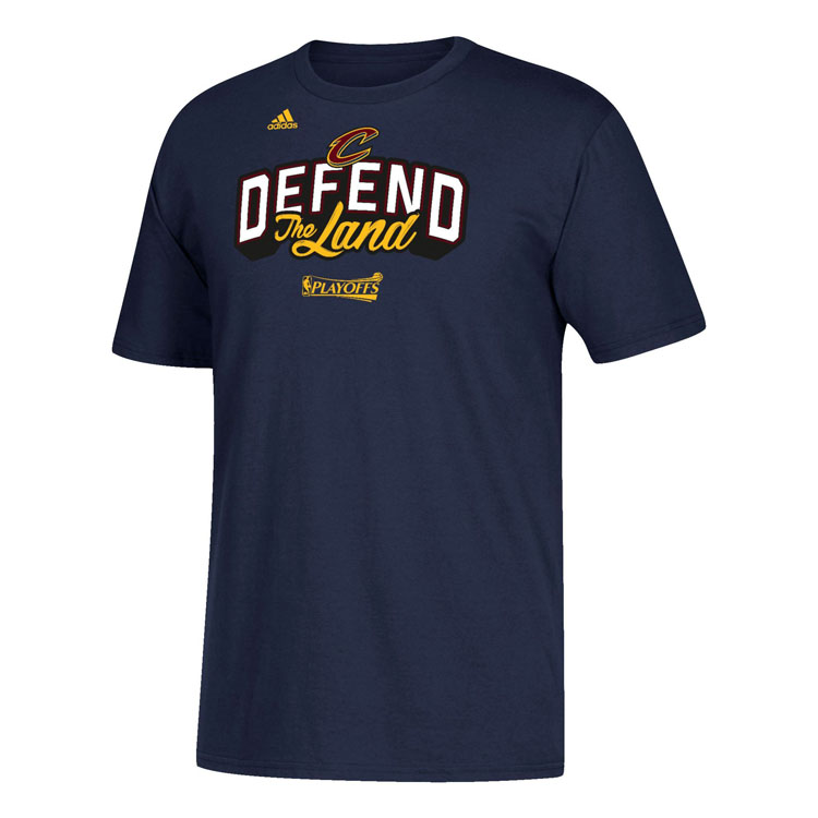 Men's NBA 2017 Playoff Cleveland Cavaliers Defend The Land Logo Navy T-Shirt