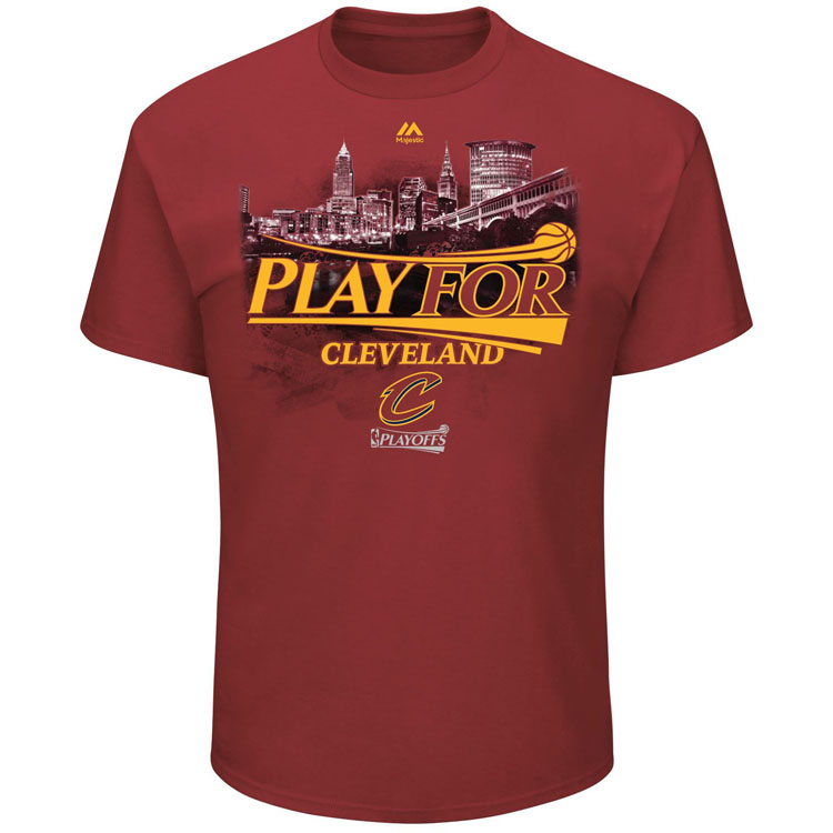 Men's NBA 2017 Playoff Cleveland Cavaliers Play For Cleveland Wine T-Shirt