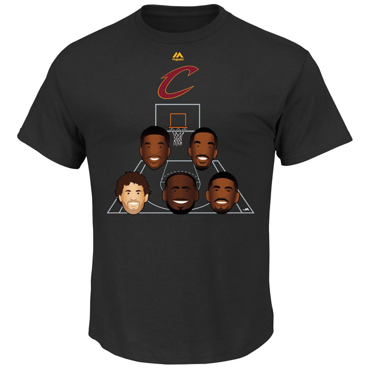 Men's NBA 2017 Playoff Cleveland Cavaliers Starting 5 Emoji Black T-Shirt