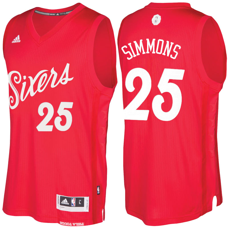 Men's  Ben Simmons 76ers 2016-17 Christmas Day Red Jersey