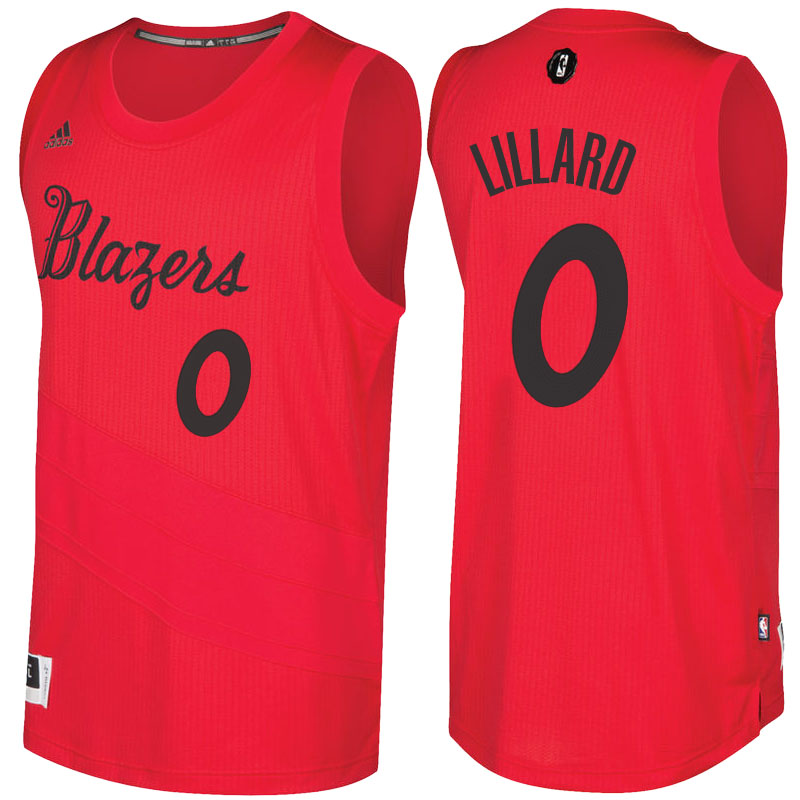 Men's  Damian Lillard Blazers 2016-17 Christmas Day Red Jersey