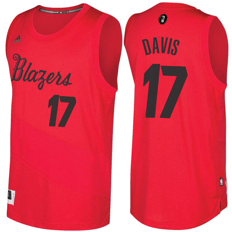 Men's  Ed Davis Blazers 2016-17 Christmas Day Red Jersey