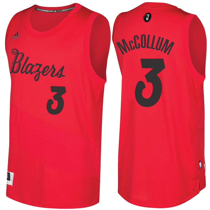 Men's  C.J. McCollum Blazers 2016-17 Christmas Day Red Jersey