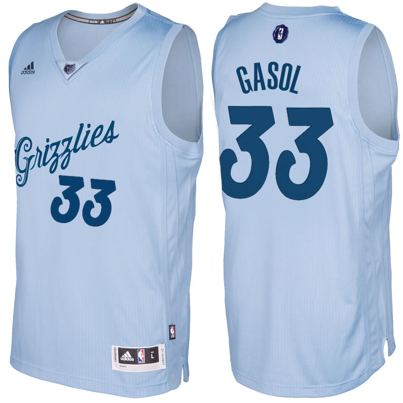 Men's  Marc Gasol Grizzlies 2016-17 Christmas Light Blue Jersey