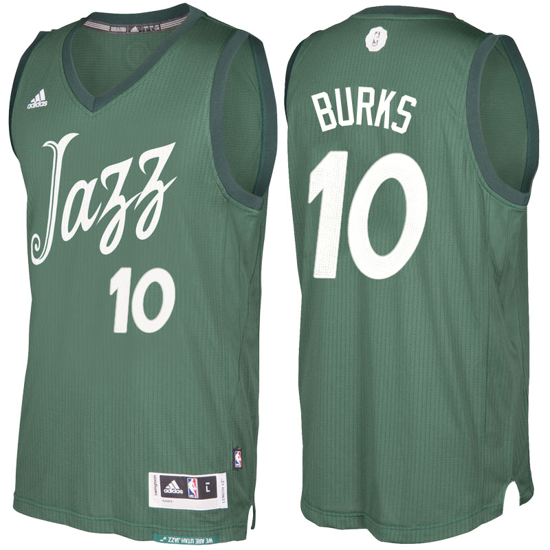 Men's  Alec Burks Utah Jazz 2016-17 Christmas Day Green Jersey