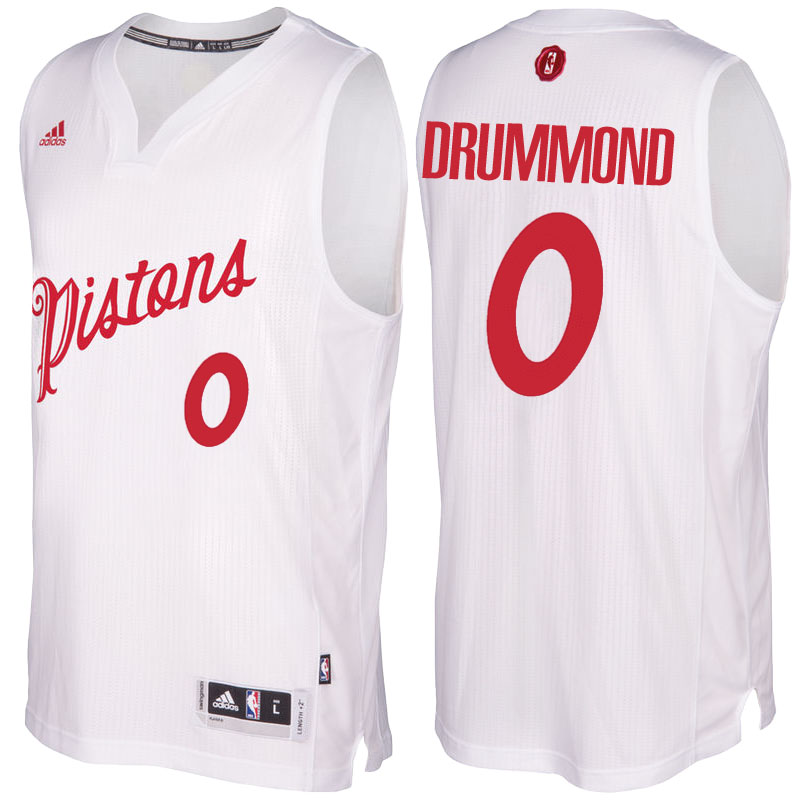 Men's  Andre Drummond Pistons 2016-17 Christmas Day White Jersey