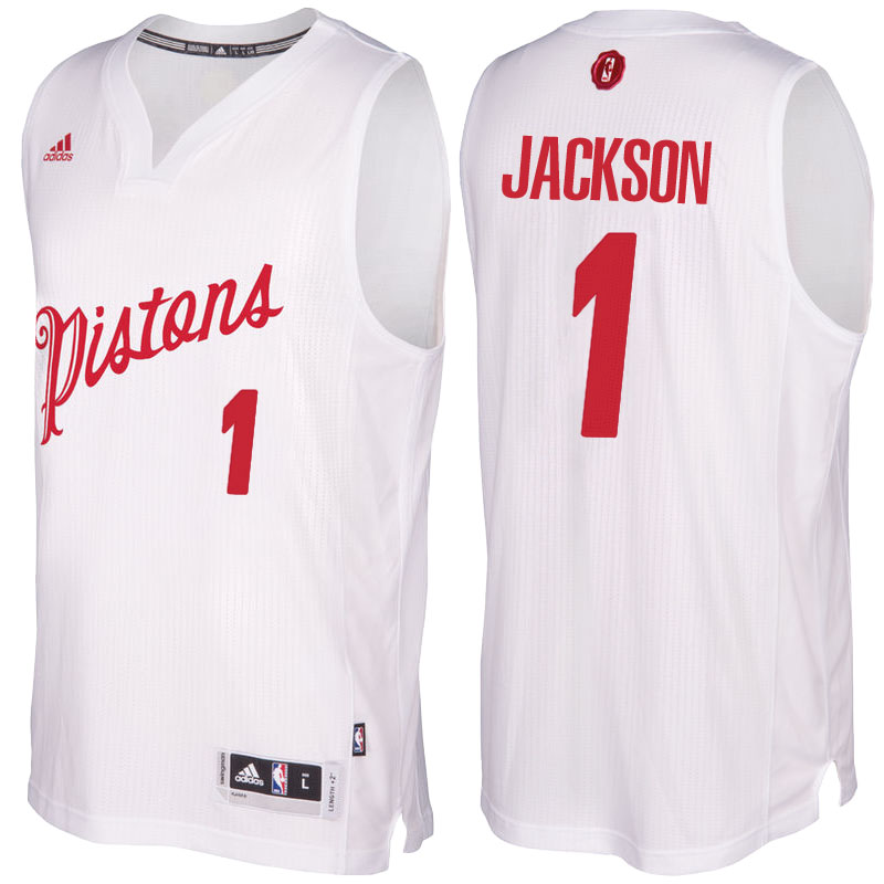 Men's  Reggie Jackson Pistons 2016-17 Christmas Day White Jersey