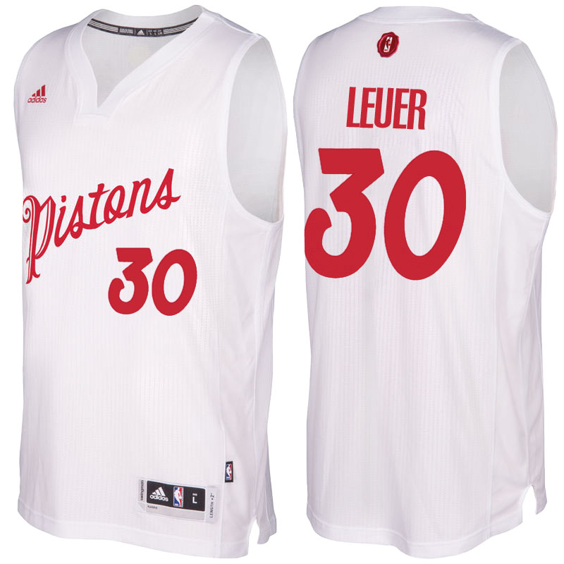 Men's  Jon Leuer Pistons 2016-17 Christmas Day White Jersey