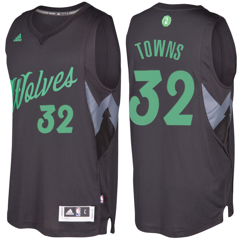 Men's  Karl-Anthony Towns Timberwolves 2016-17 Christmas Black Jersey