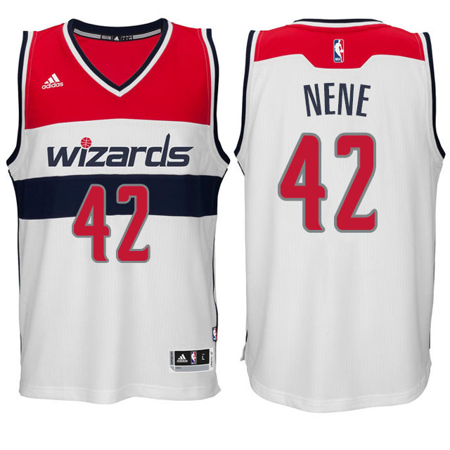 Men's  Wizards 42 Nene Hilario New Swingman White Jersey