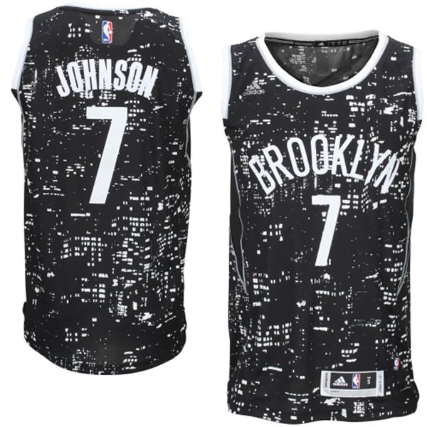 Men's  Nets #7 Joe Johnson City Lights Swingman Jersey Black