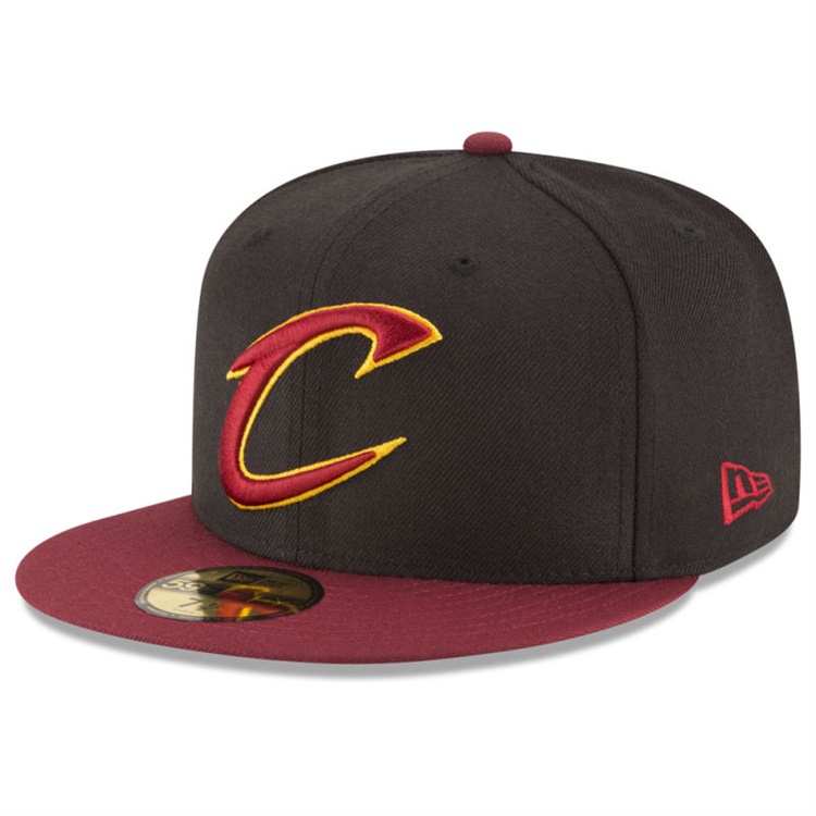 New Era Men's Cleveland Cavaliers Black Wine Official Team Color 2 Tone 59FIFTY Fitted Cap