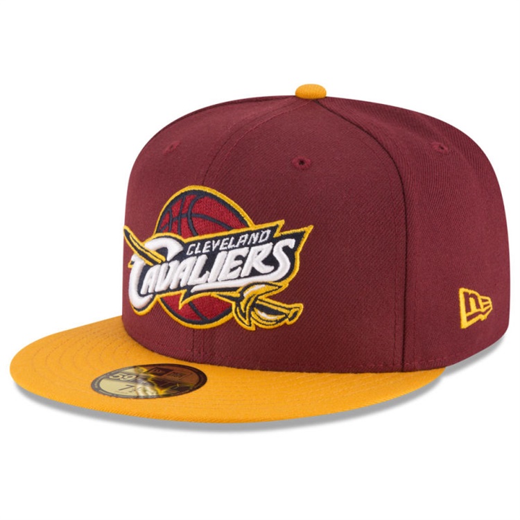 New Era Men's Cleveland Cavaliers Wine Gold Official Team Color 2 Tone 59FIFTY Fitted Cap