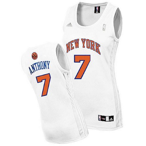 NBA New York Knicks #7 Carmelo Anthony Women White Jersey