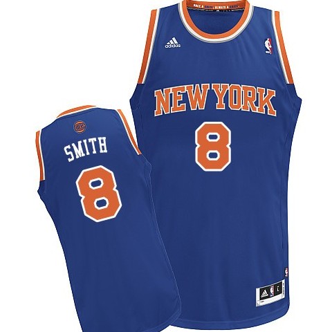 Men's  New York Knicks Road #8 JR Smith Blue Jersey