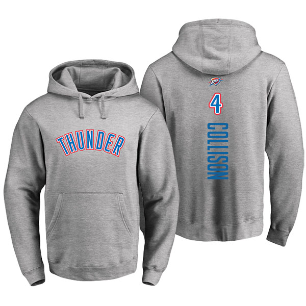 Men's  Nick Collison Oklahoma City Thunder Personalized Backer Gray Pullover Hoodie