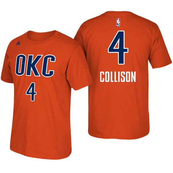 Men's  Nick Collison Oklahoma City Thunder Adidas Net Number Orange T-shirt