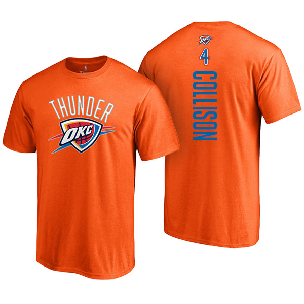 Men's  Nick Collison Oklahoma City Thunder Fanatics Branded Backer Name and Number Orange T-shirt