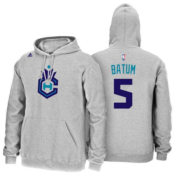 Men's  Nicolas Batum Charlotte Hornets Adidas Name Number Gray Pullover Hoodie