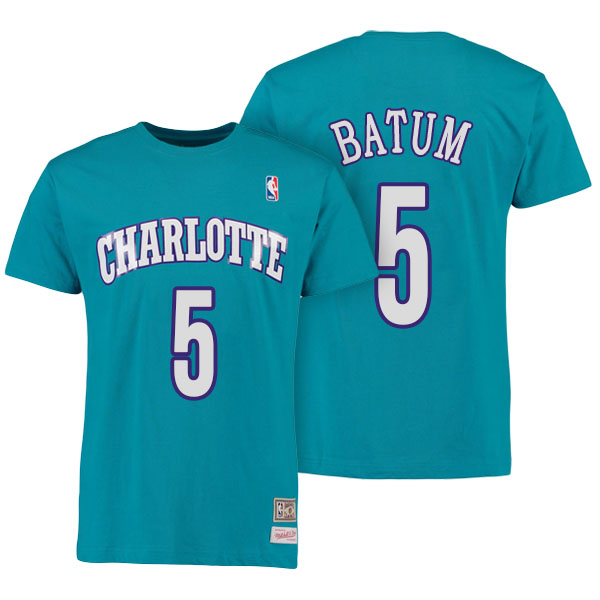 Men's  Nicolas Batum Charlotte Hornets Mitchell Ness Hardwood Classics Name Number Teal T-shirt